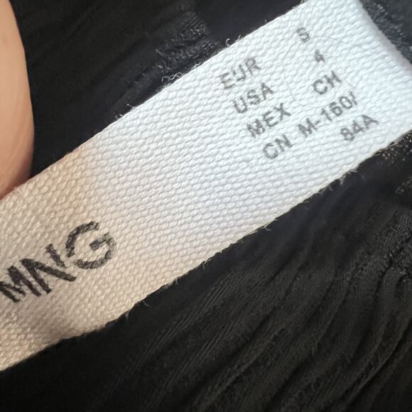 Mango MNG Black Balloon Sleeve Semi Sheer Top - Picture 4 of 8